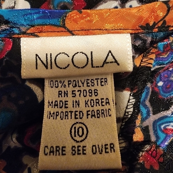 Vintage Nicola 90's Floral Shirt Top Blouse Women's 10 Shoulder Pads Keyhole EUC - Picture 7 of 9